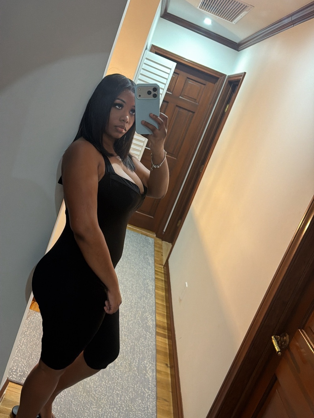 & Other Stories Black Midi Bodycon Dress